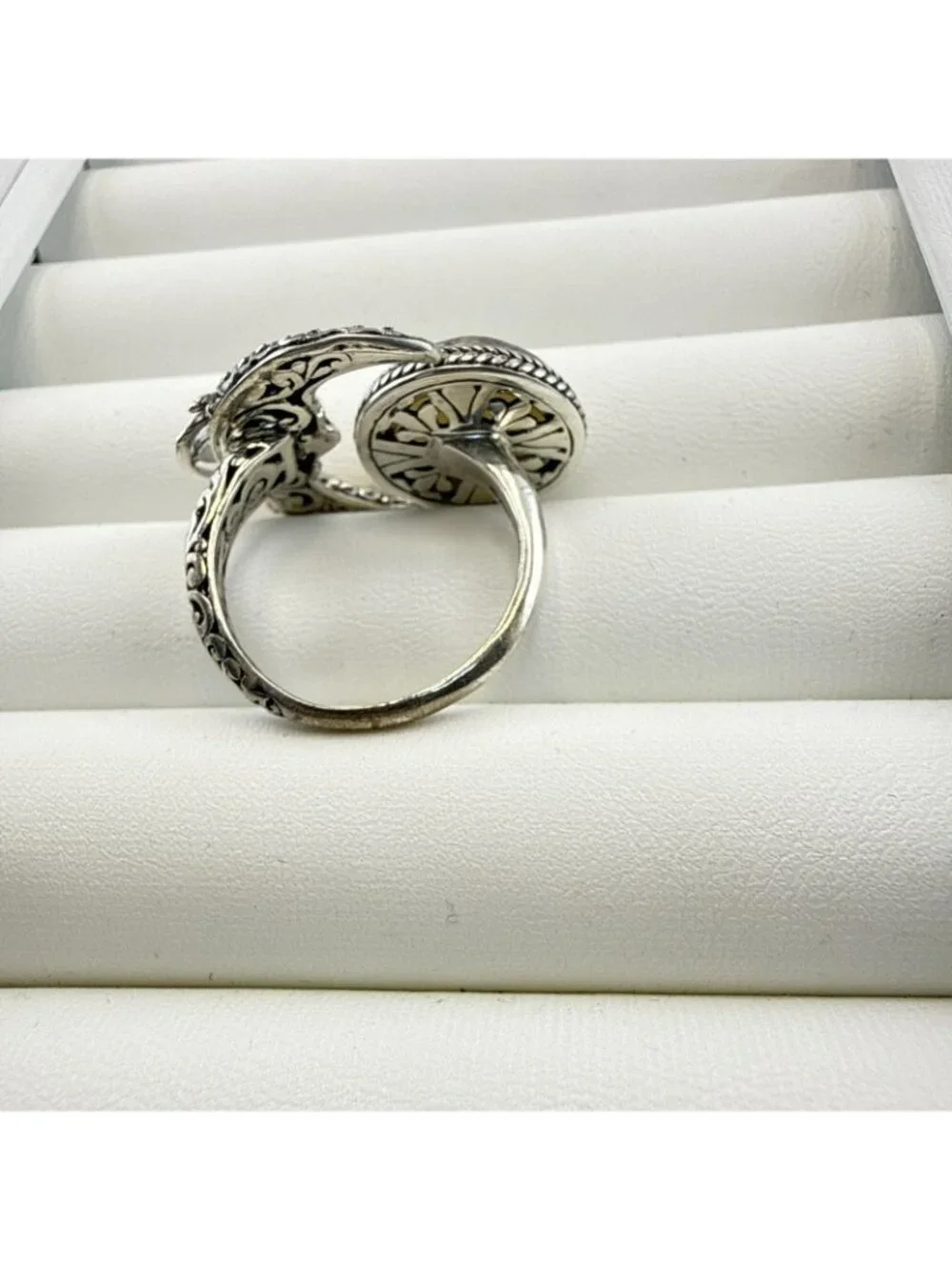Sarda Sterling Silver Ring Moon Face Celestial Adjustable Sz 10-11.5 Bali 925